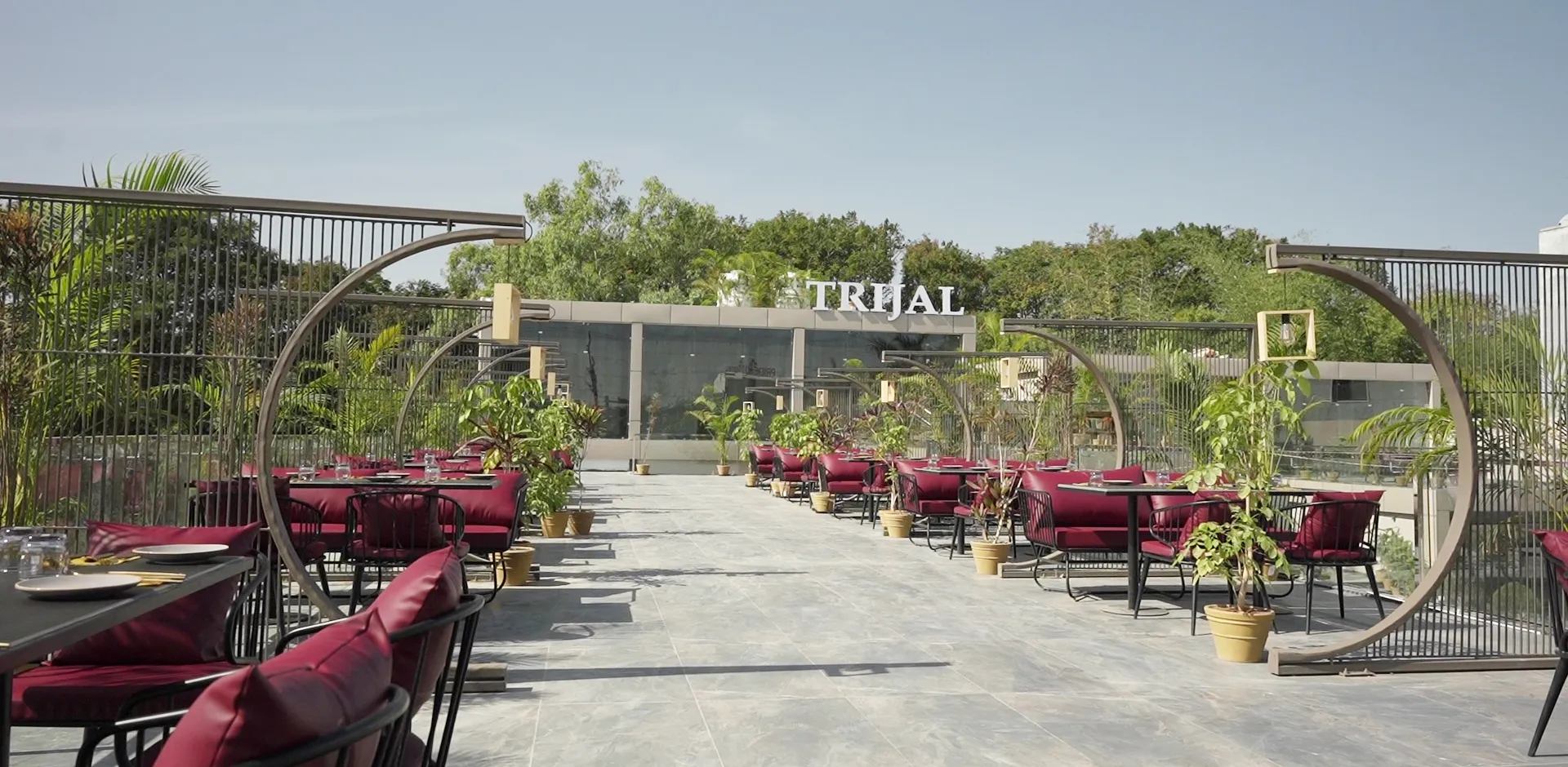 Trijal Restaurant open-air dining area in Indore